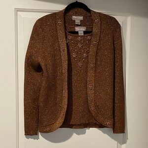 NWOT Shimmering Bronze color Knit Sweater SweaterSet
w/bronze beads&clear stones